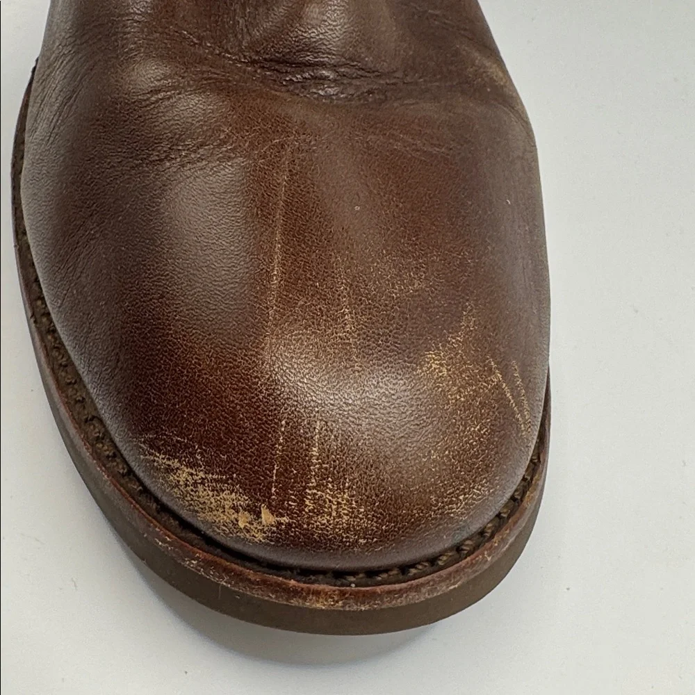 Tory Burch Marlene Riding Boots Brown Leather 9M Gold Buckle Equestrian Tall